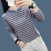Extra Fat and Loose Long-sleeved Autumn Striped Bottoming Shirt Combed Cotton