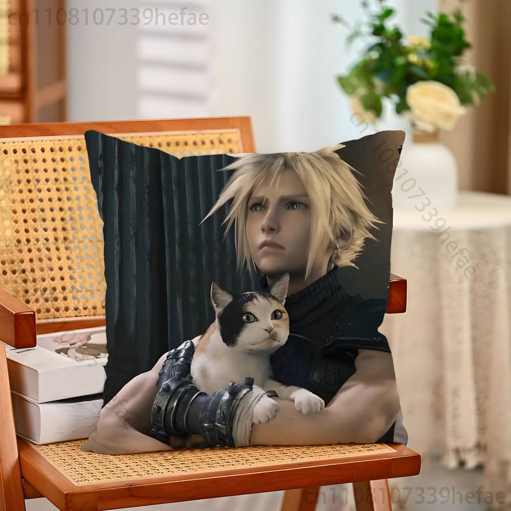 FFinal FFantasy Cloud Strife FFF7 Pillow Case Plush Pillow Cases Home Decoration Pillow Cover for Sofa Bed Chair Living Room