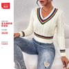 Women S V Neck Striped Long Sleeve Knit Pullover Sweater