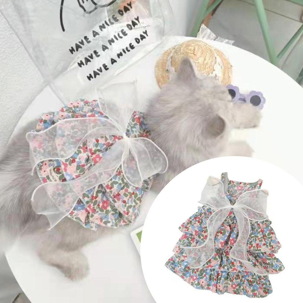 Princess Style Pet Floral Skirt Mesh Skirt Dog Dresses Cute Cat Dress  Dog Cat