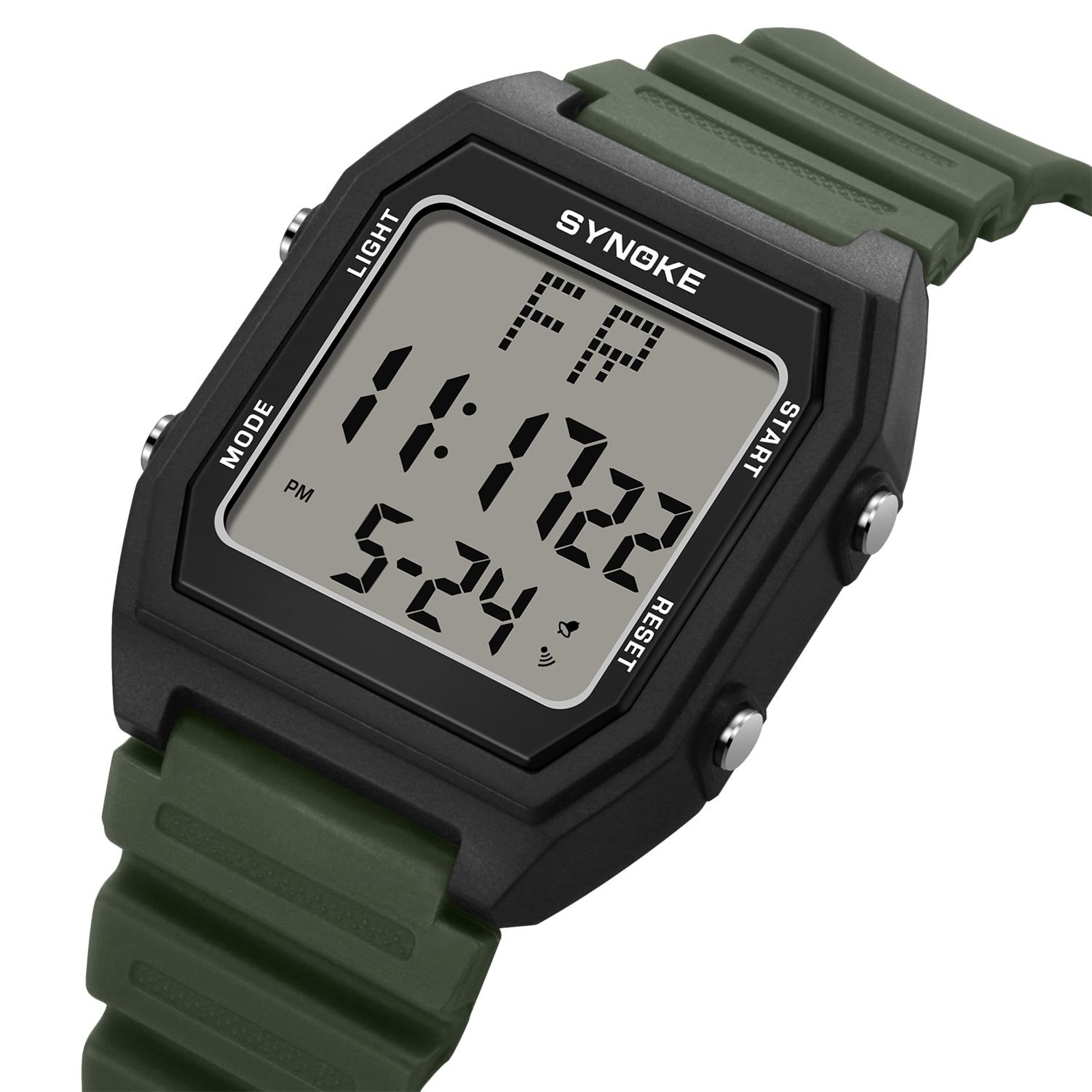 Men s Sports Watch , Digital Display, Square Dial, Fashionable TPU Strap, Ideal for Students зелёный