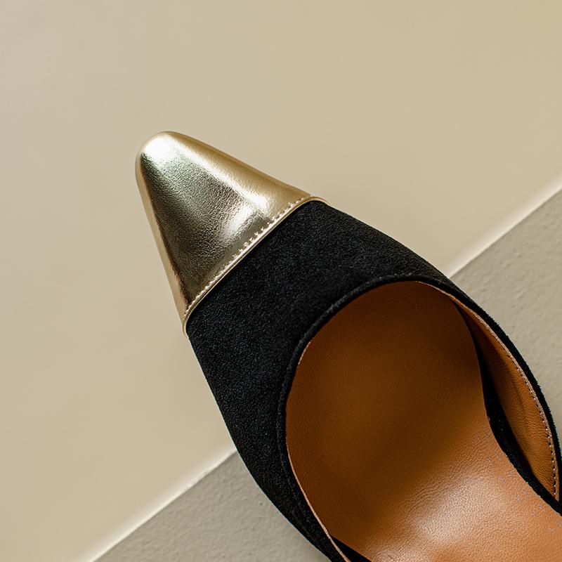 Women's High-heeled Sandals Summer Small Fragrant Style Pointed Thin Heel Color Matching Large-size Sandals