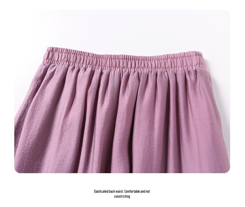 2026 Summer High Waist Wide-Leg Skirt Pants: Women's Casual Loose Fit, Thinning Nine-Point Design