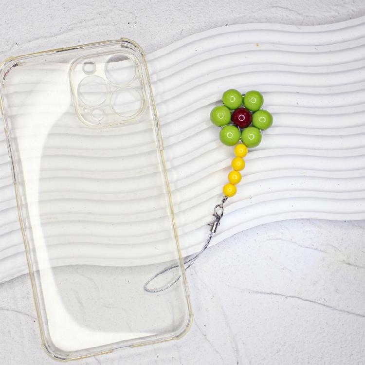 Colorful Bead Flower Pendant Phone Charm Hangings Rope Sweet Phone Chain Strap Bag Decoration Lanyard Keychain Accessory