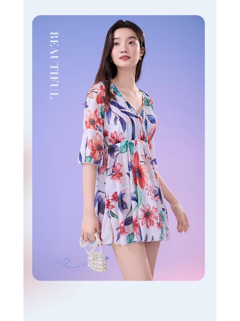 High-End Sun Protection Three-Piece Bikini Set with Cover-Up for Women