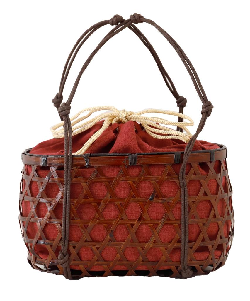 Basket Large Drawstring Perfect for and Japanese Clothing Accessories Bag, Simple, Capacity, Bag, Yukata, Stylish, Cute, (Wine Red)