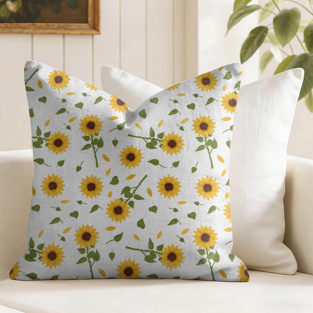 Sunflower Pattern Cushion Cover Natural Linen Pillow Cover DoubleSided Print Cushion Cover for Sofa Home Decor