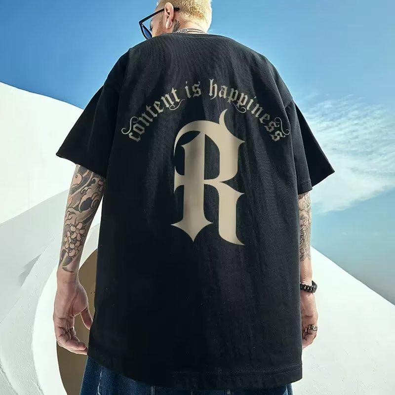 Men's Plus Size Trendy Short Sleeve Loose T-shirt - Summer Half Sleeve 300 Jin