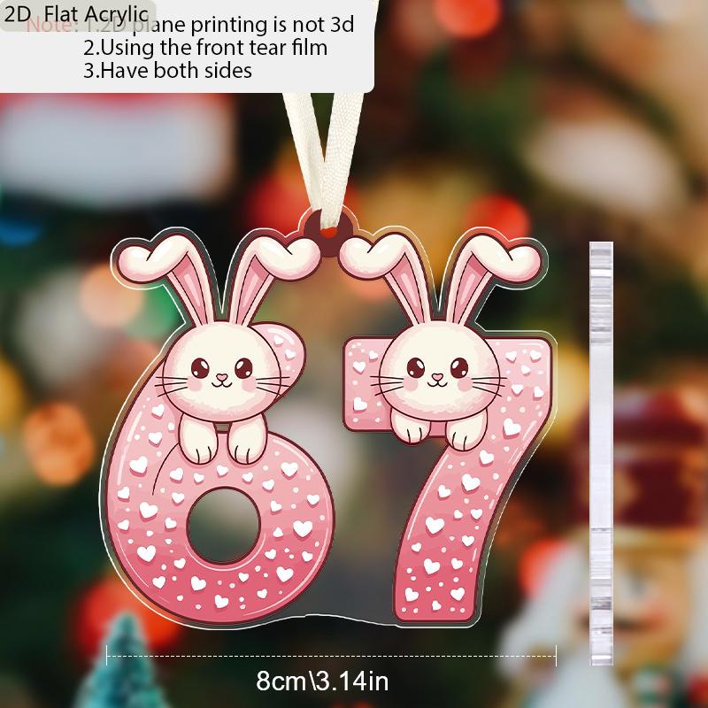 

Valentine s Day Transparent Acrylic Pendant Two Pink Rabbits 67 Pattern Hanging Decor Gift for Friends Easter Galentine s Day 1pc