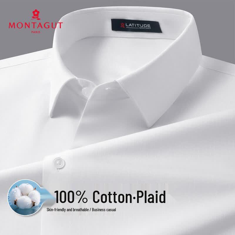 MONTAGUT Men s 100% Cotton Short-Sleeve Plaid Business Casual Shirt 42