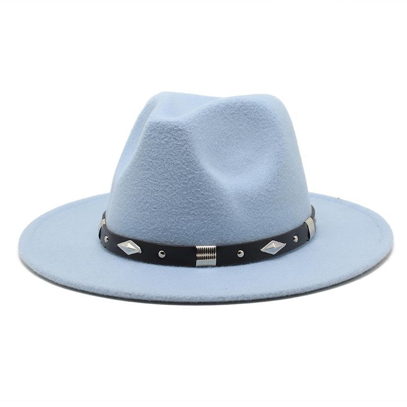 Rivet Accessories Top Hat Men'S And Women'S Wool Hat British Retro Outdoor Big Edge Flat-Brimmed Jazz Hat