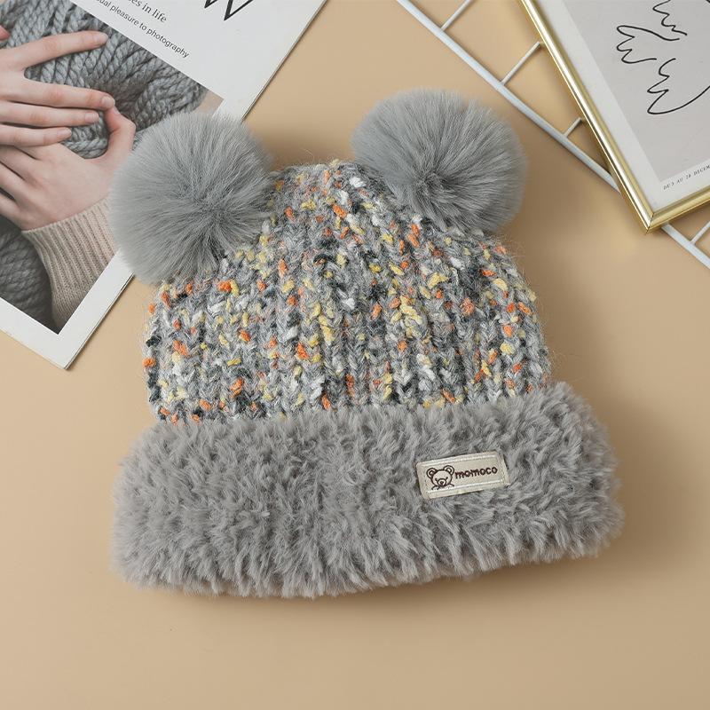 Korean Version of Autumn and Winter Hat for Women's Cute Ear Big Head Wool Hat Fashionable and Versatile Plus Velvet Warm Knitted Hat