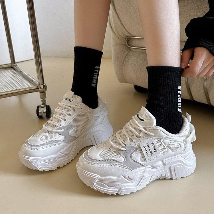 Magic Daddy Shoes Women's Autumn and Winter New College Style Platform Sneakers Mesh Versatile Casual Shoes
