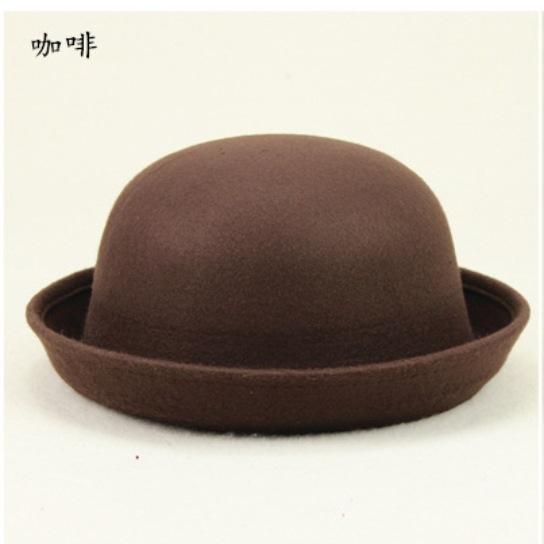 Round Basin Hat Jk Uniform Versatile Bowler Hat Imitation Cashmere Hat Woolen Flanged Hat Tide