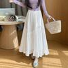 Women's White Lace Ruffled Midi A-line Cake Skirt - 2026 Spring/Summer