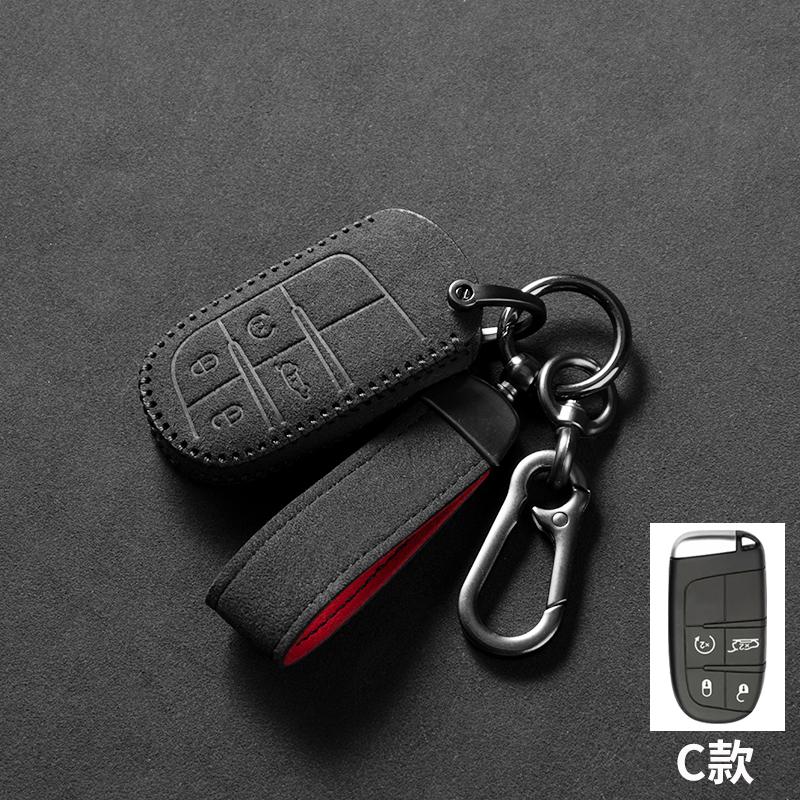 Sport Suede Leather Car Remote Key Case Cover For Jeep Wrangler Renegade Compass Grand Cherokee Chrysler 300C Dodge Ram Car