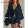 Summer Casual Set For Women With Sleeveless Cardigan And Shorts Made Of Cotton Linen For Relaxed Wear
