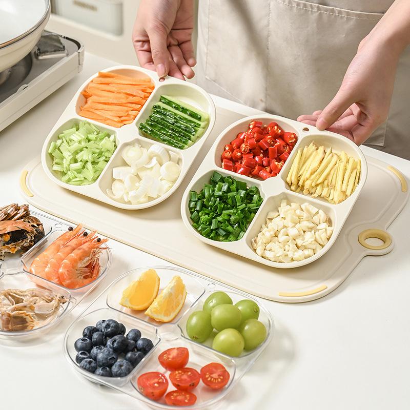 Divided Plates Anti-Scalding Fruit Plate 4 Compartment Food Dinner Plate Tray Multifunctional Divided Serving Tray
