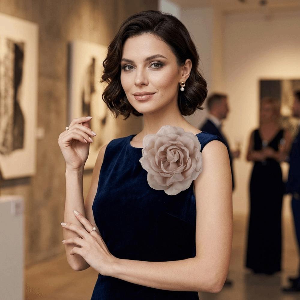 Oversized Flower Floral Corsage Organza Pleated Flower Pin New Hairpin  Chest Decoration