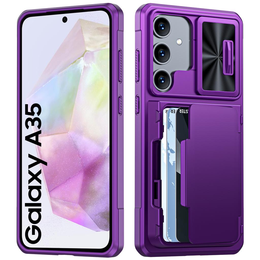 RFID-Portemonnaie-Handyhülle mit Kartenhalter, Kameralinsenschutz und Ständer für Samsung Galaxy A35 - Blau