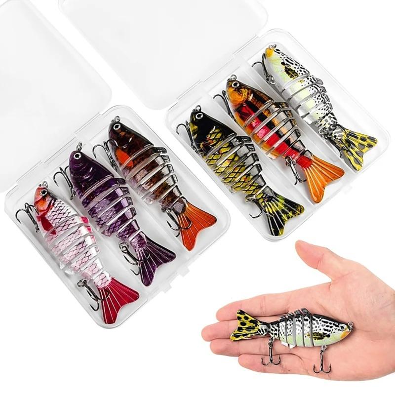 3Pcs Fishing Swimbaits  Fishing Lures Multi Jointed Artificial Hard Baits Slow Sinking Simulated Swimming Lures