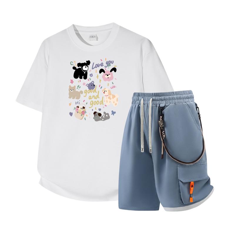 Herren Kurzarm Set Sommer Kurzarm Slim Fit Oberteil Herren Zweiteiliges Set