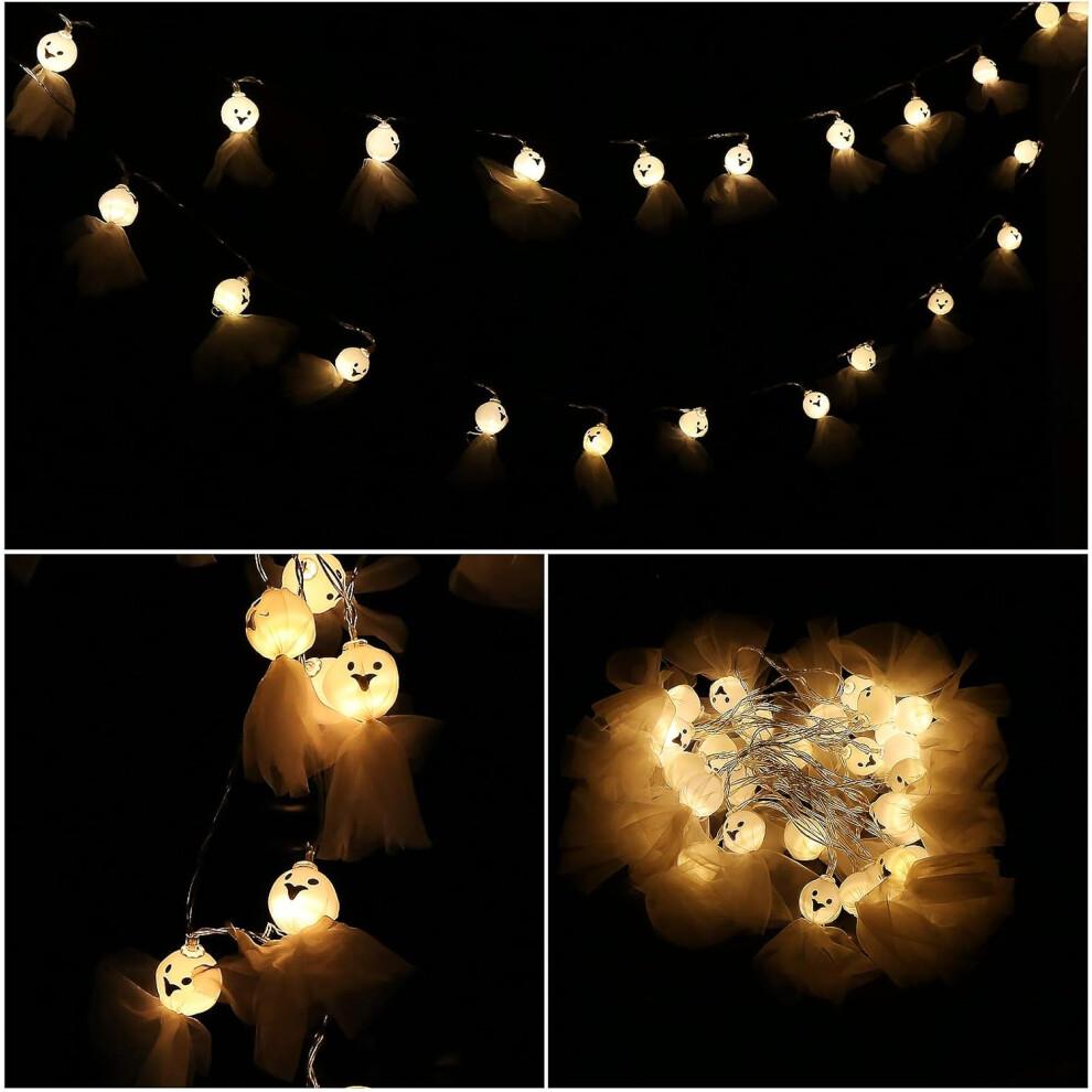 Ghost String Lights, Classic Color Match With 30 LED Bulbs, Special Present For Halloween Christmas, Easy To Hang Decor For Gardens Lawns Balconies