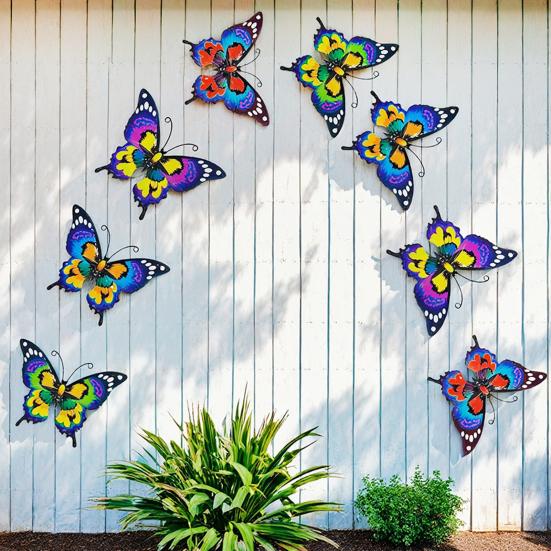 Decorative Wall Sculptures Metal Butterfly Decor for Garden Yard Patio, Large Iron Butterflies Hanging Art Sculpture, Outdoor Fence Farmhouse Indoor