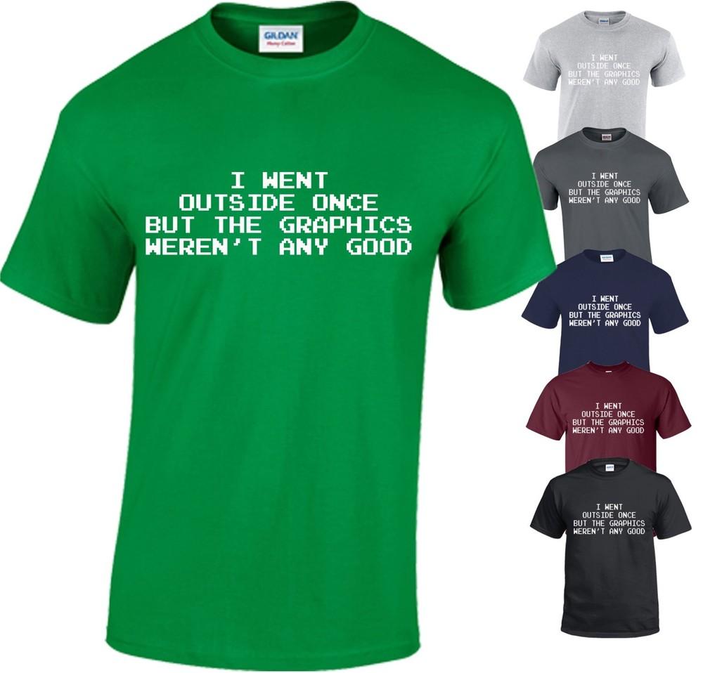 

I Went Outside Once But The Graphics T-shirt Funny Geek Gamer Pixel Gift Top Tee M