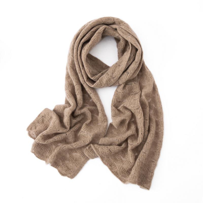 Women's Cashmere Hollow Crochet Knit Scarf - Warm & Versatile for Autumn/Winter