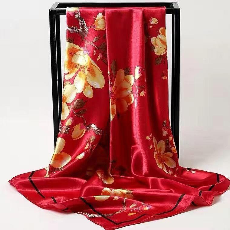 Women's Versatile Sunscreen Shawl with Large Square Scarf Thin Gauze Scarf Silk Scarf As A Gift