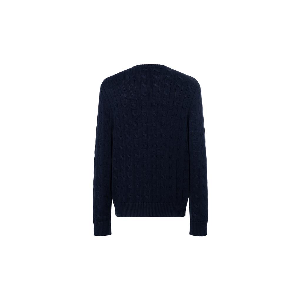 Polo Ralph Lauren Logo Solid Color Cable Knit Sweater Men sweater Navy-Blue MNPOSWE16810181-B82
