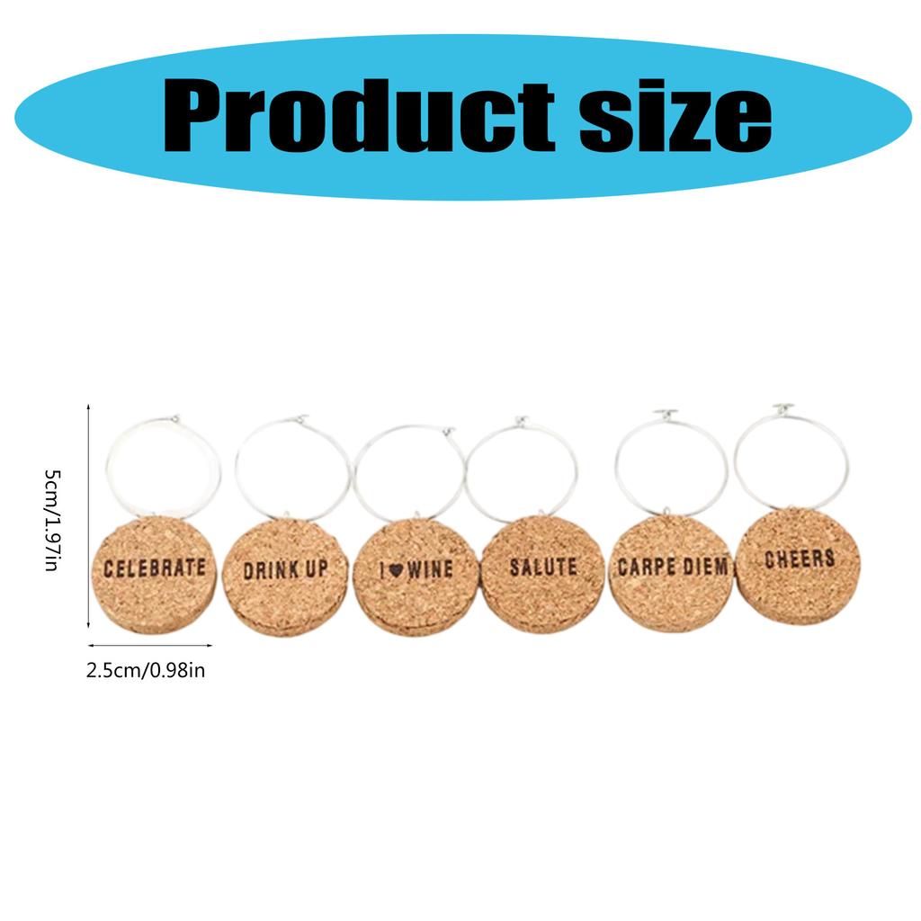 12 Stück Kork-Weinglasanhänger mit Ringen, Wein-Themen-Kelch-Getränkemarkierer, Etikett für Heimpartys, Festivalfeiern