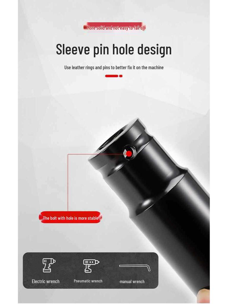 Extended Electric Socket Wrench Set with Large, Medium & Small Hexagonal Air Gun Heads for Auto Repair