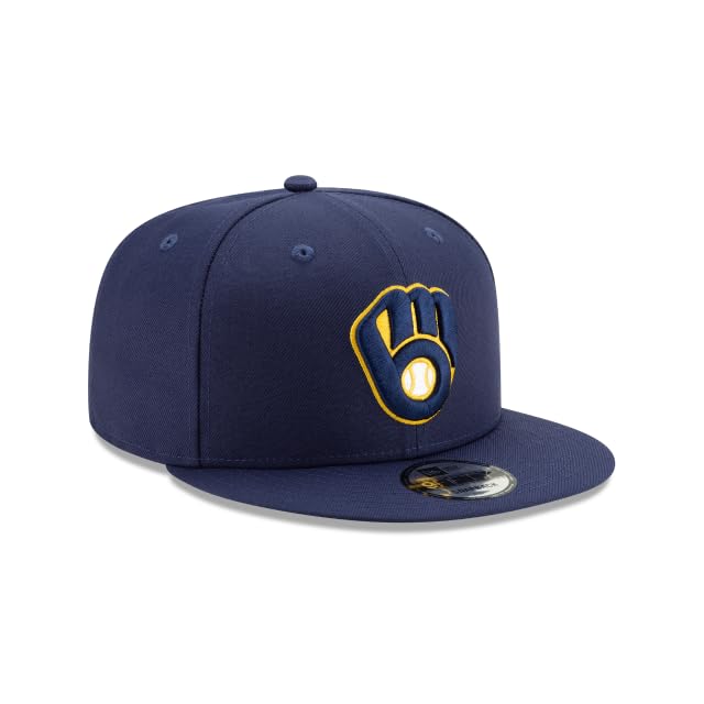 New Era Milwaukee Brewers 9Fifty Snapback Hat Brewers Basic Snapback Old School Brewers Navy Cap,
