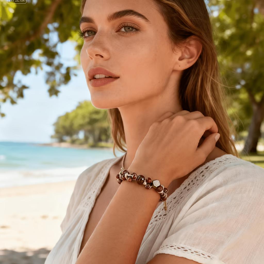 1pc Wind-Inspired Light Luxury High-End Minimalist Ceramic Grape Bead Bracelet, Suitable for Daily Wear, Holidays, and Gifting