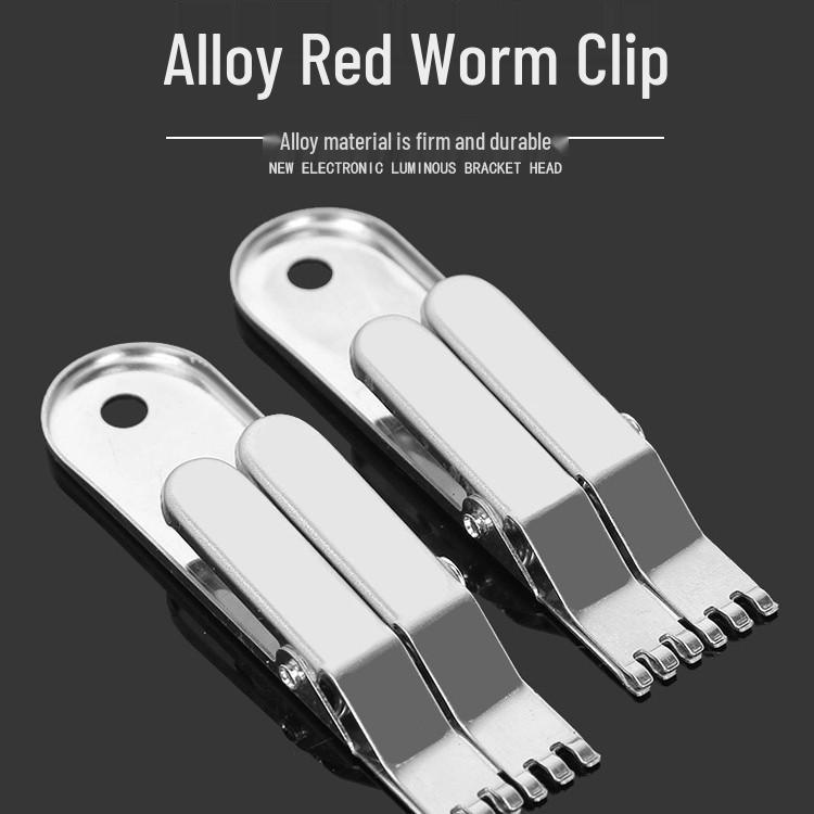 

Red Worm Hook Stainless Steel Baiting Clip - Quick Earthworm Fishing Tackle Tool 8.8cm*2.3cm