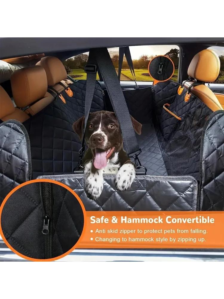 Universal Pet Seat Cover for Car Rear Seat, 100% Waterproof Dog Car Hammock with Visual Mesh Window and Side Zipper