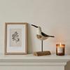 Wooden Coastal Bird Figurine Nautical Theme Bird Table Ornament with Base for Living Room Beach Home Decor