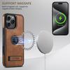 SUTENI G2 For iPhone 16 Pro Magnetic Case Leather Phone Back Cover Waxy Texture Kickstand