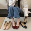 2025 New Spring and Autumn French Fragrance Nude Soft Bottom Light Mouth Four Seasons Evening Bow Flat Sole Single Shoes Women Lightweight