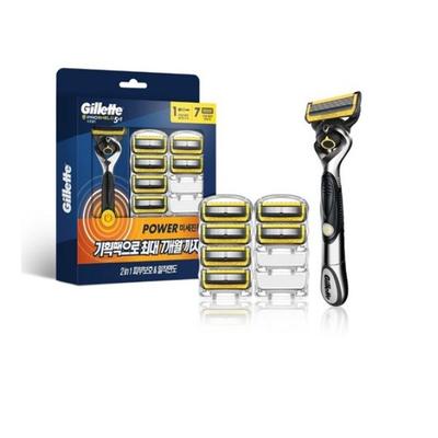 Gillette ProShield Yellow Power Razor Handle + Razor Blade 7P ,Korean Razor Blade