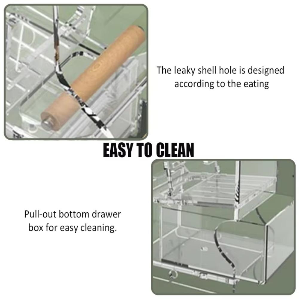 With Bottom Drawer Parrot Feeder Transparent Food Container All Size Birds