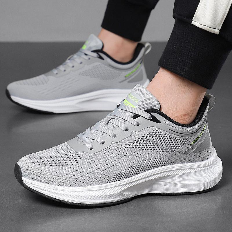 Flying woven sports shoes men's hollow breathable casual shoes versatile shock-absorbing running shoes men's mesh shoes