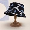 Doodle letter double-sided bucket hat, European and American fashionable casual sunshade hat, men's and women's spring/summer outing pot hat