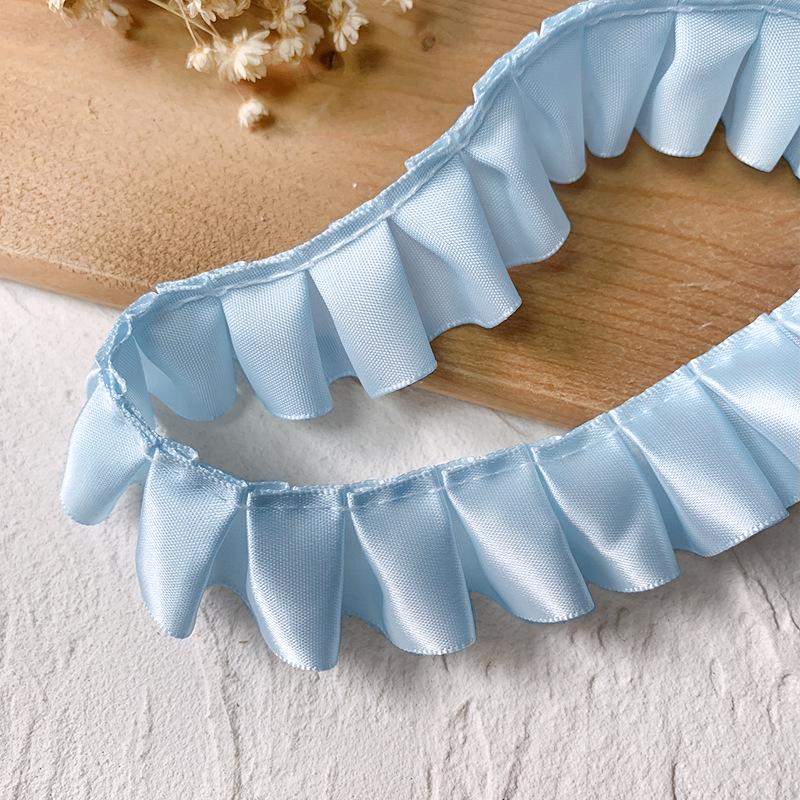High-Quality 2.5cm Pleated Lace Woven Polyester Ribbon for Clothing and Cuff Decoration