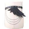 Leather Angel Wings Backpack Set: Women's Chain Body Harness, Shoulder Strap, and Waistband