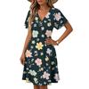 Women's Horn Sleeve Short Sleeve Casual Dress Plant Floral Print V-Neck Dress