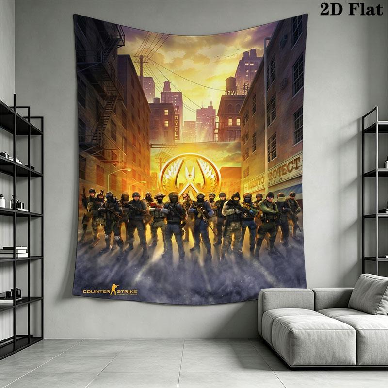 Counter-Strike 2 poster Wall Hanging Printed Fabric Blanket Decorative Tapestries for Bedroom Living Room Home Decor