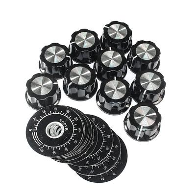 10 Set Potentiometer Knop Kit MF-A03 Draaiknop + MF-A03 Bakelieten Knop met Schaalplaat Blad Schaal Digitaal